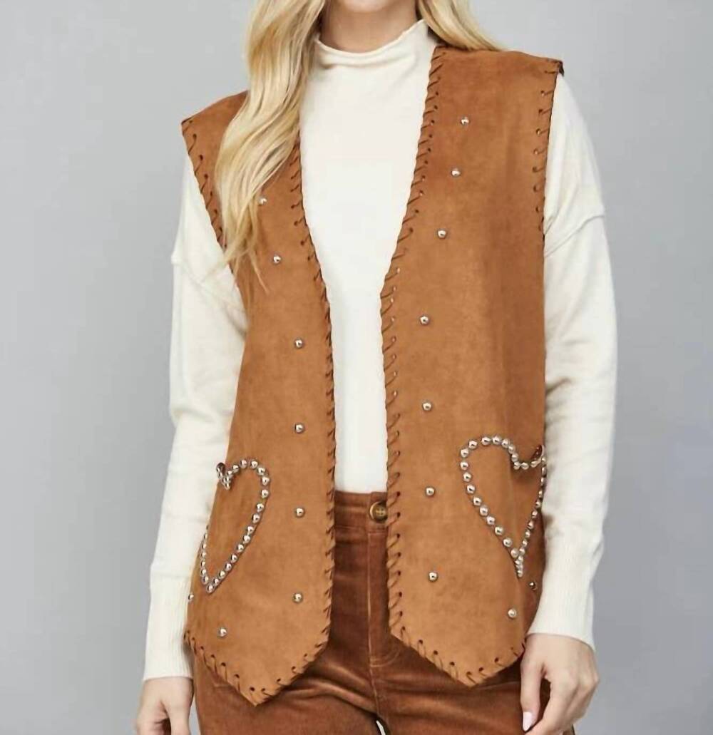 NEW FATE morgan v-neck vest in camel
